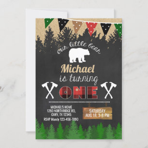 Lumberjack garçon 1er invitation de premier annive