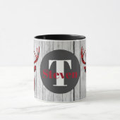 Lumberjack hert plaid monogram Landelijke mok (Midden)