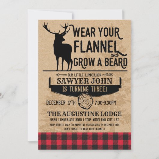 Lumberjack Invitation - Birthday Invitation Kaart (Voorkant)