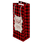 Lumberjack kerstparty Red Buffalo Wood Wijn Cadeautas (Achterkant Gekanteld)