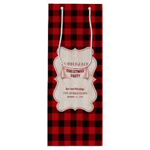 Lumberjack kerstparty Red Buffalo Wood Wijn Cadeautas