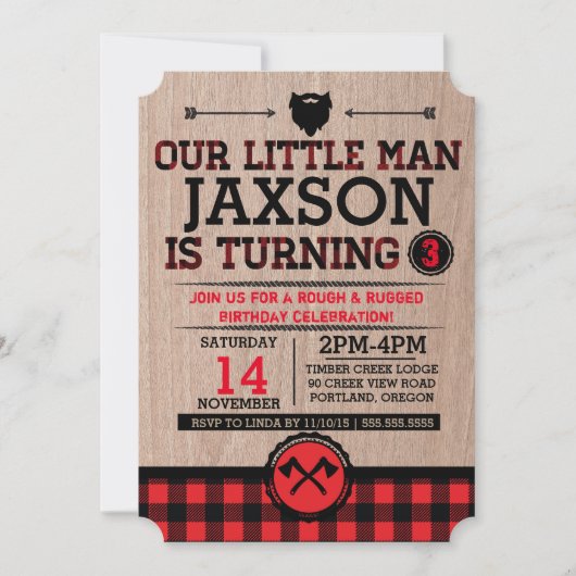 Lumberjack kinderen jarig, vleid rustig klein man kaart (Voorkant)