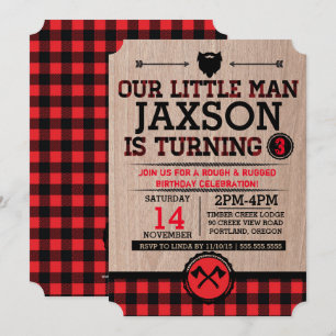 Lumberjack kinderen jarig, vleid rustig klein man kaart