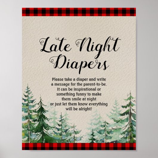 Lumberjack Late Night Diapers Sign Poster (Voorkant)