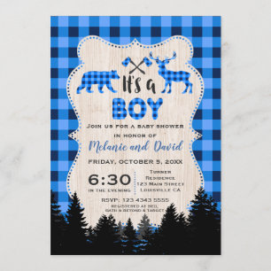 Lumberjack Little Hunter Blue Play Baby shower Kaart