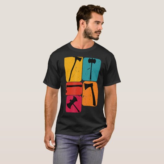 Lumberjack Logger ax Retro Design T-shirt (Voorkant volledig)