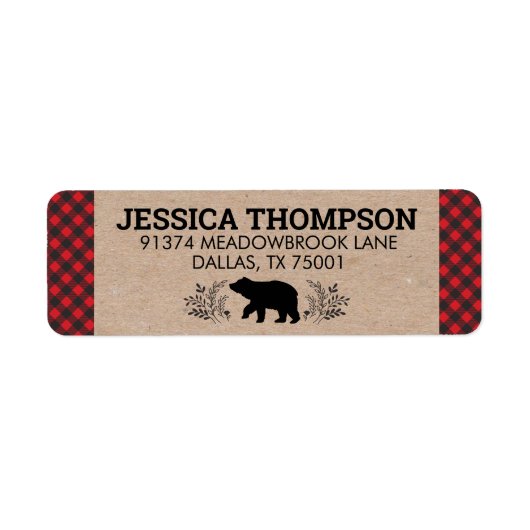 Lumberjack Oear Kraft Plaid Étiquette de adresse (Devant)