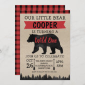 Lumberjack Ours Wild Anniversaire Fête Invitation (Devant / Derrière)