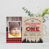 Lumberjack Photo 1er Anniversaire Invitation (Debout devant)