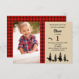 Lumberjack photo 1er anniversaire invitation fête