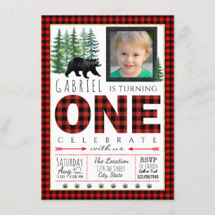 Lumberjack Photo Invitation pour le premier annive