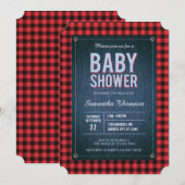 Lumberjack Plaid et Jean Baby shower Invitation (Devant / Derrière)