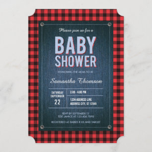 Lumberjack Plaid et Jean Baby shower Invitation