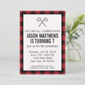 Lumberjack Plaid Invitation d'anniversaire (Debout devant)