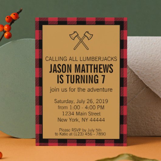 Lumberjack Plaid Invitation d'anniversaire
