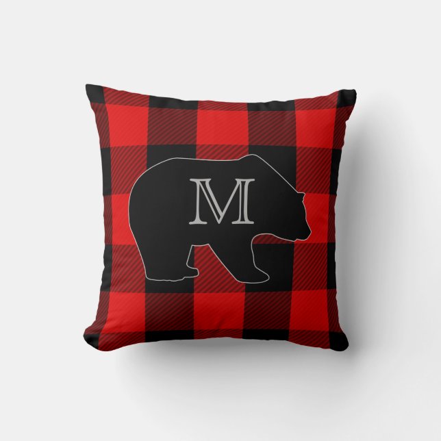 Lumberjack Red Buffalo Check | Monogram Beer Kussen (Voorkant)