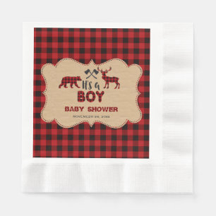 Lumberjack Red Buffalo Little Hunter Baby shower Servetten