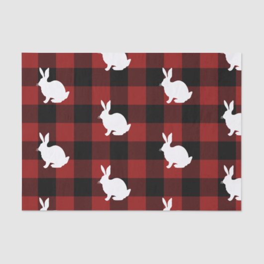 Lumberjack Red Buffalo Pset Rabbit Pattern Holid Tissuepapier (Voorkant)