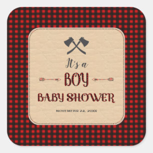 Lumberjack Red Buffalo Wilde Hunter Baby shower Vierkante Sticker