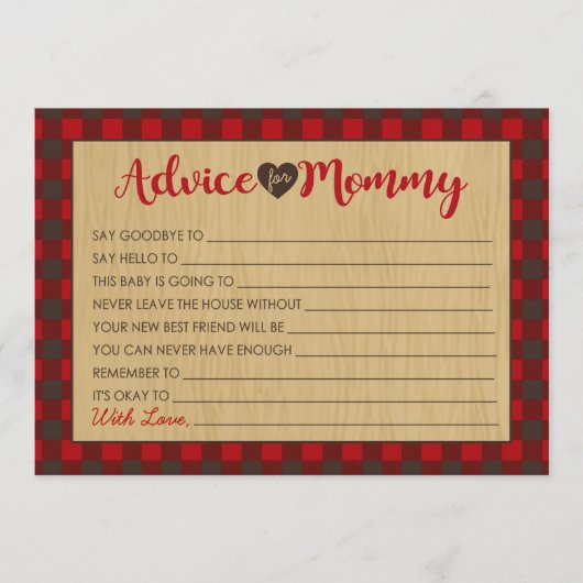 Lumberjack Red Flannel Baby shower Cartes de conse (Devant)