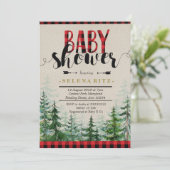 Lumberjack Red Plaid Boy Baby shower Uitnodiging (Staand voorkant)