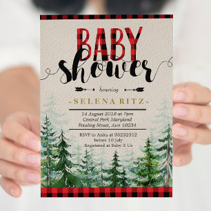 Lumberjack Red Plaid Boy Baby shower Uitnodiging