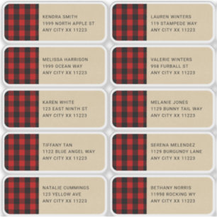 Lumberjack Red Plaid Kraft Guest Adresetiketten Sticker