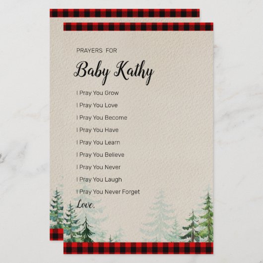 Lumberjack Red Pset Prayers voor Baby (Voorkant / Achterkant)