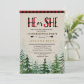 Lumberjack Rouge Plaid Genre Reveal Invitation (Debout devant)