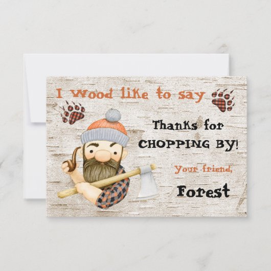 Lumberjack rustique Merci cartes de notes (Devant)