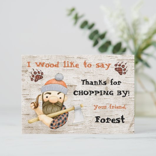 Lumberjack rustique Merci cartes de notes (Debout devant)