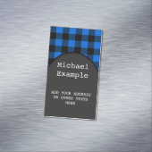 Lumberjack Style - blauwe stof + uw ideeën Magnetisch Visitekaartje (Voorbeeld)