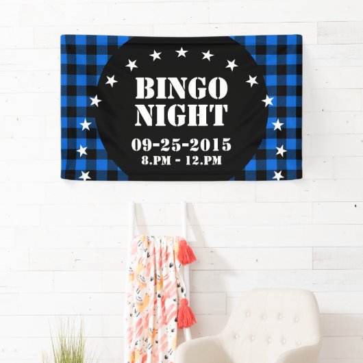 Lumberjack Style - blauwe stof + uw ideeën Spandoek (Insitu)