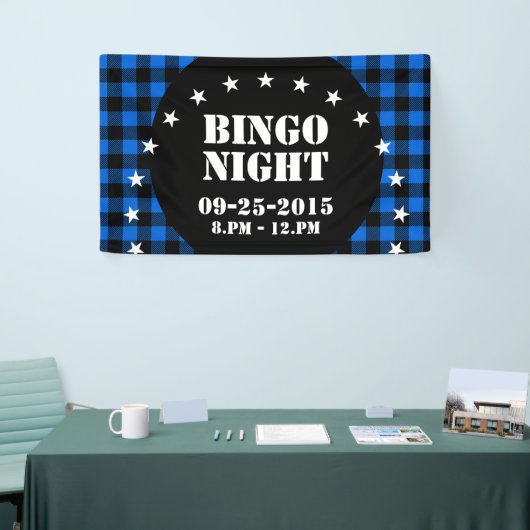 Lumberjack Style - blauwe stof + uw ideeën Spandoek (Beurs)