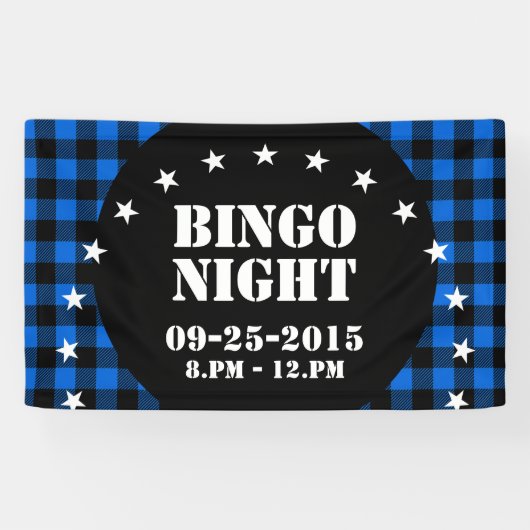 Lumberjack Style - blauwe stof + uw ideeën Spandoek (Horizontaal)