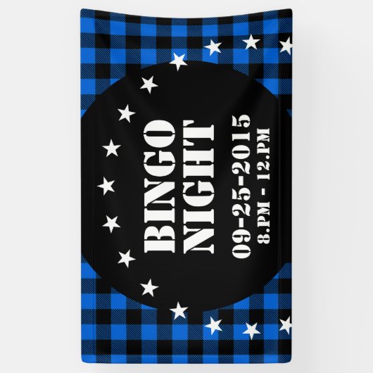 Lumberjack Style - blauwe stof + uw ideeën Spandoek (Verticaal)
