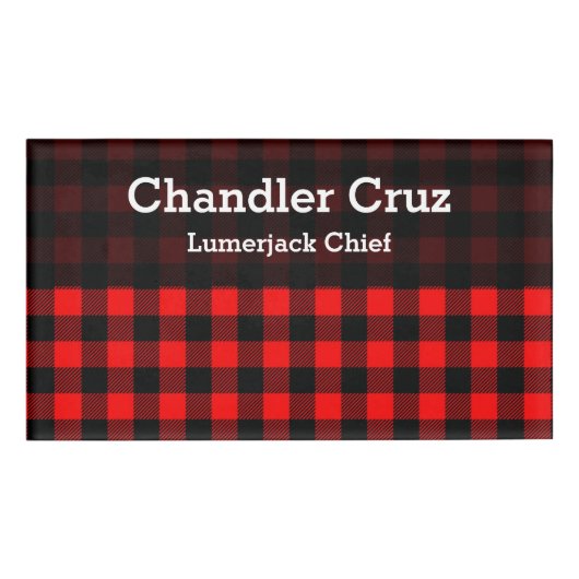 Lumberjack Style - rode stof + uw ideeën Naambadge (Voorkant)