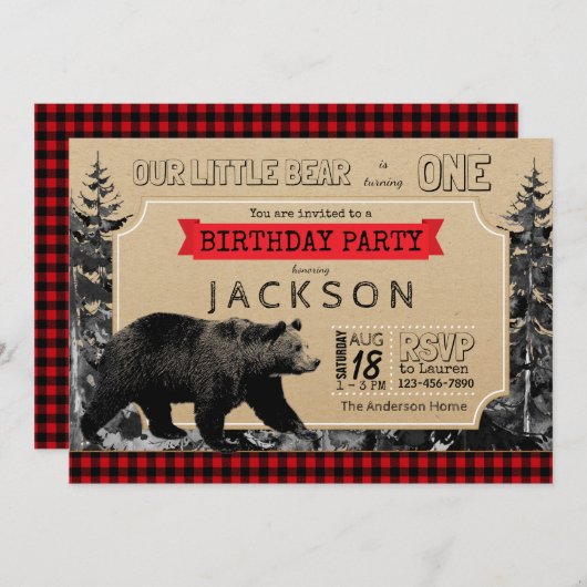 Lumberjack Verjaardag Buffalo Plaid Little Beer Kaart (Voorkant / Achterkant)