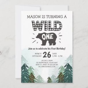 Lumberjack Verjaardag Uitnodiging Wild One Forest