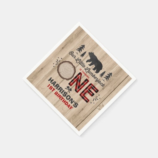Lumberjack Verjaardagsfeest Napkin Lumberjack Part Servetten (Hoek)