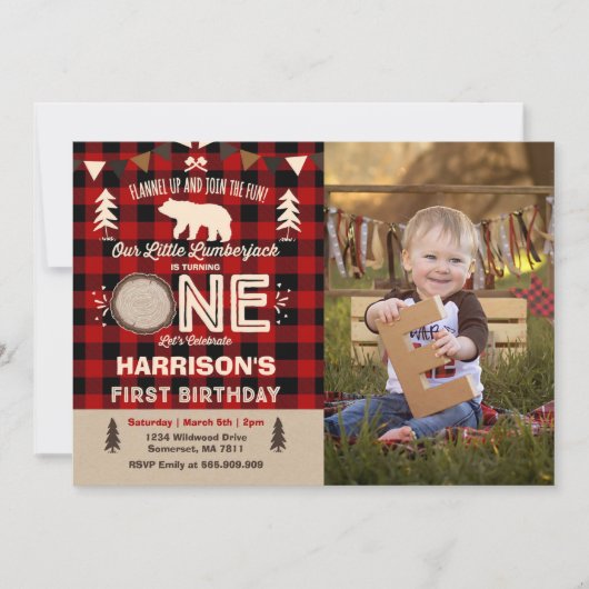 Lumberjack verjaardagsuitnodiging Lumberjack Party Kaart (Voorkant)