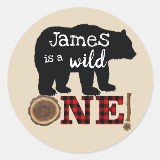 Lumberjack Wild One Bear geruite Flanel Sticker (Voorkant)
