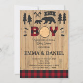 Lumberjack Woodland Baby shower Boy Invitation (Devant)