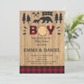 Lumberjack Woodland Baby shower Boy Invitation (Debout devant)