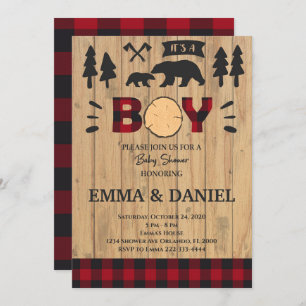Lumberjack Woodland Baby shower Boy Invitation