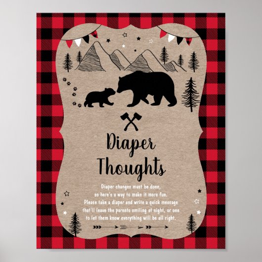 Lumberjack Woodland Beer Diaper Thoughts Poster (Voorkant)