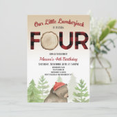Lumberjack Woodland Forest Beer 4th Birthday Party Kaart (Staand voorkant)