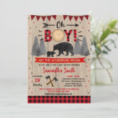 Lumberjack Woodland Ours Bébé Douche Invitations (Debout devant)