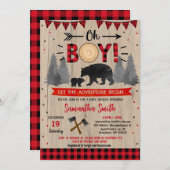 Lumberjack Woodland Ours Bébé Douche Invitations (Devant / Derrière)