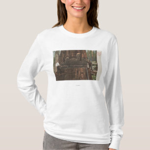 Lumberjacks die een sequoiaboom uitsnijden t-shirt